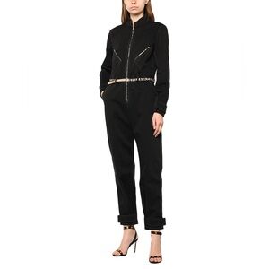 STELLA MCCARTNEY Logo-jacquard belt denim jumpsuit - Size M